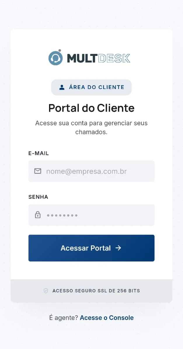 MultDesk aberto no celular.